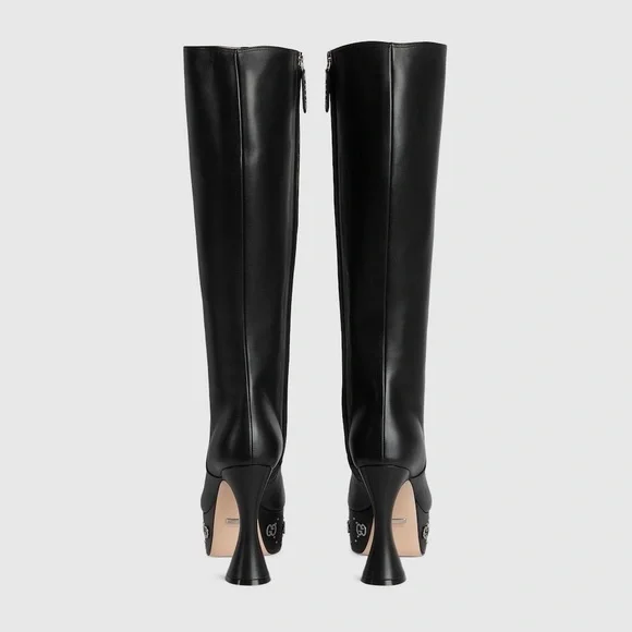 Gucci Black Heeled Boots with Sculptural Heel - Picture 3 of 3